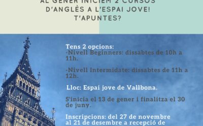 Cursos d’anglès a l’Espai Jove de Vallbona