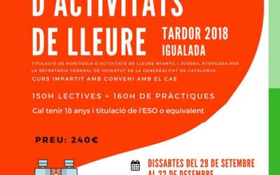 Nou curs de monitor/a de lleure per la tardor 2018!