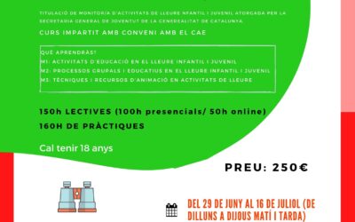 Curs de monitores d’activitats de lleure – Intensiu estiu 2020