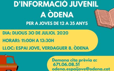 L’Oficina Mòbil d’Informació Juvenil farà parada a Òdena – Estiu 2020